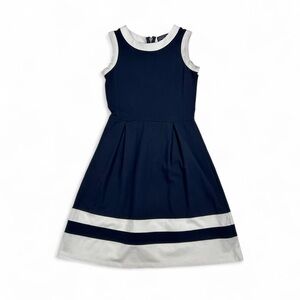 Duffield Lane Navy and white striped sleeveless dress